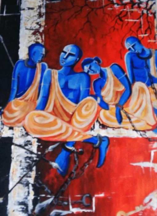 Brahmin’s Struggle — 1 × 0.5 ft · Acrylic on Canvas — original painting by Malini Bedi, Toronto