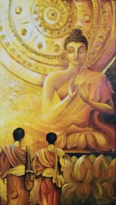 Buddha’s Blessing — 2 × 3 ft · Acrylic & Oil on Canvas — original painting by Malini Bedi, Toronto