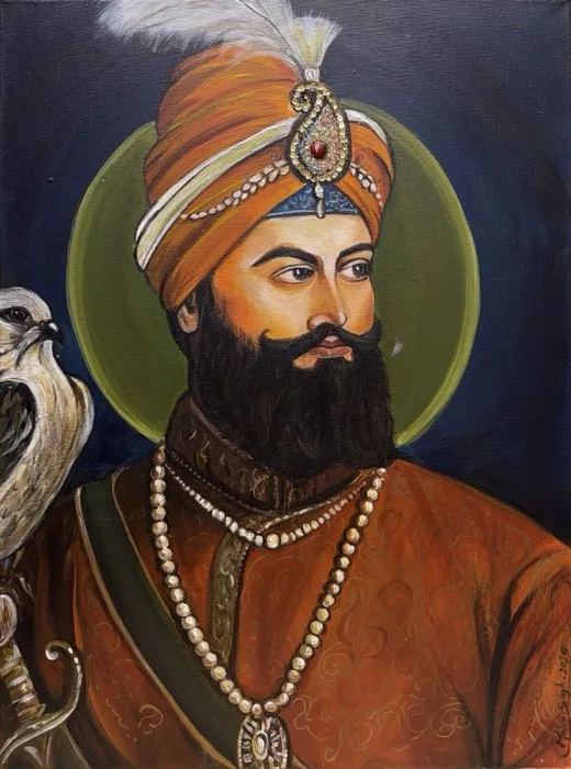 Dashmesh Pita Guru Gobind Singh Ji — 16 × 20 in · Acrylic & Oil on Canvas — original painting by Malini Bedi, Toronto