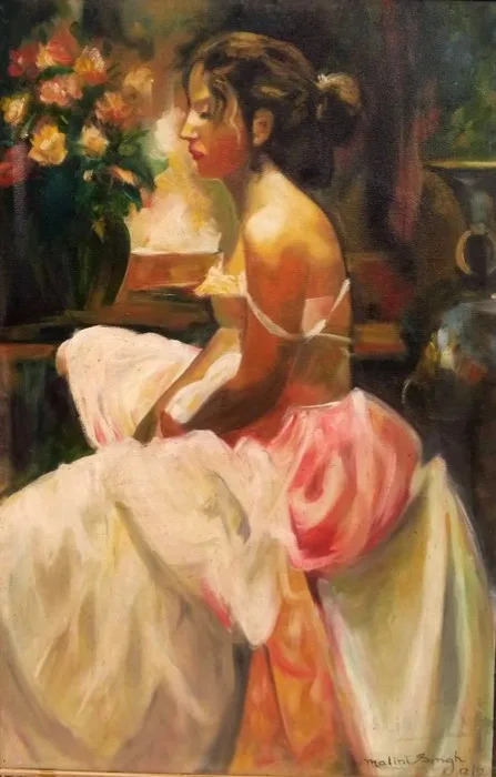 Eternal Wait — 2 × 3 ft · Oil on Canvas · European Classical Style — original painting by Malini Bedi, Toronto