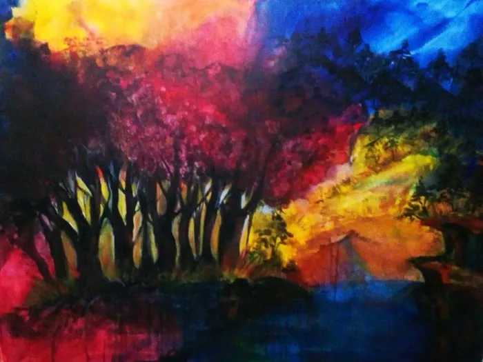 Forest of Dreams — 2 × 3 ft · Acrylic on Canvas — original painting by Malini Bedi, Toronto
