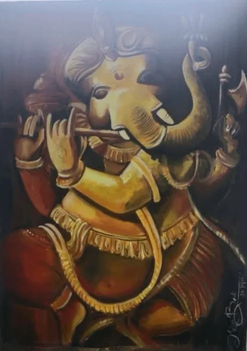 Ganesha’s Melody — 2 × 3 ft · Acrylic on Canvas — original painting by Malini Bedi, Toronto