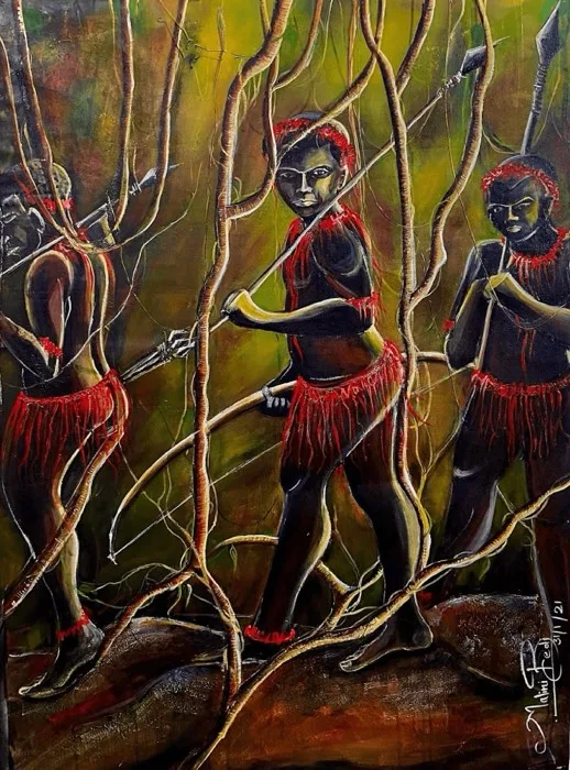 Guardians of the Wild — 2 × 3 ft · Acrylic on Canvas — original painting by Malini Bedi, Toronto