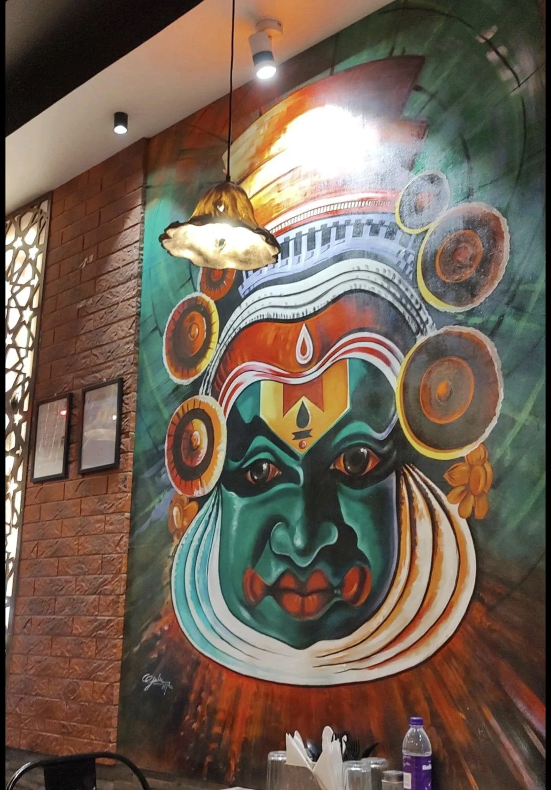 Detailed hand-painted mural showing fine custom brushwork