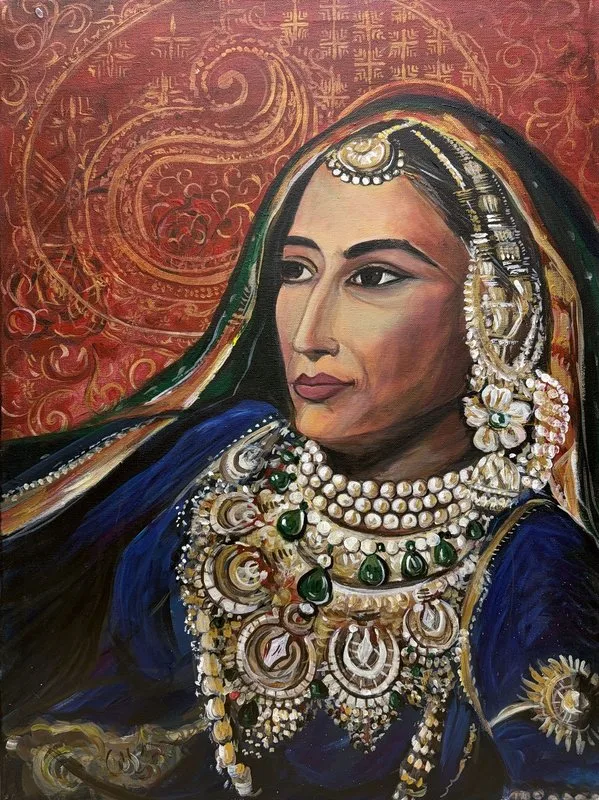Maharani Jinda Kaur — Acrylic & Oil on Canvas — original painting by Malini Bedi, Toronto